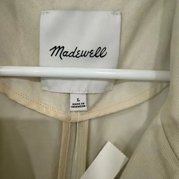 NWT Madewell Belted Trench Coat in Drapey Twill Muted Stone Chic Size Large - Picture 6 of 7